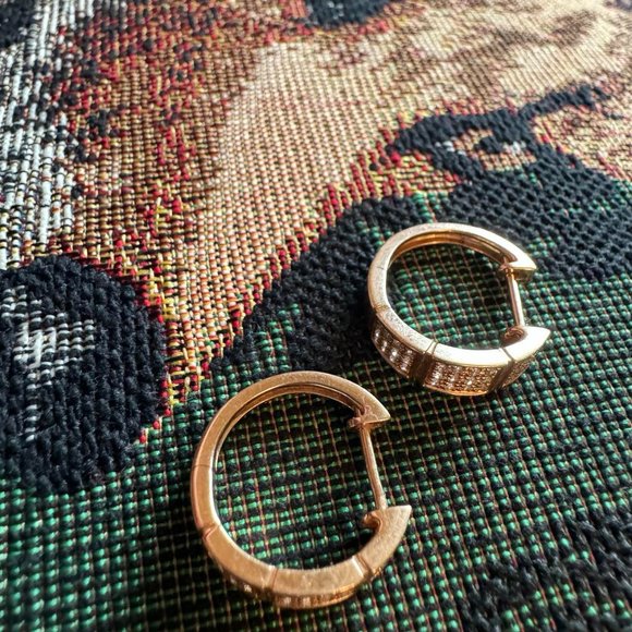 NEW EFFY 14K Rose Gold 72 Pave Diamond Earring Hoop Authenticity Certificate Tag - Picture 9 of 11